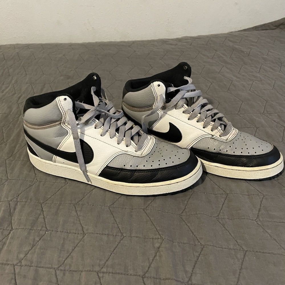 Nike Court Vision Mid Next Nature Gray‎ Black White Athletic Shoes Sz 8.5